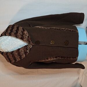 Lisa International 100% Boiled Wool Brown Coat